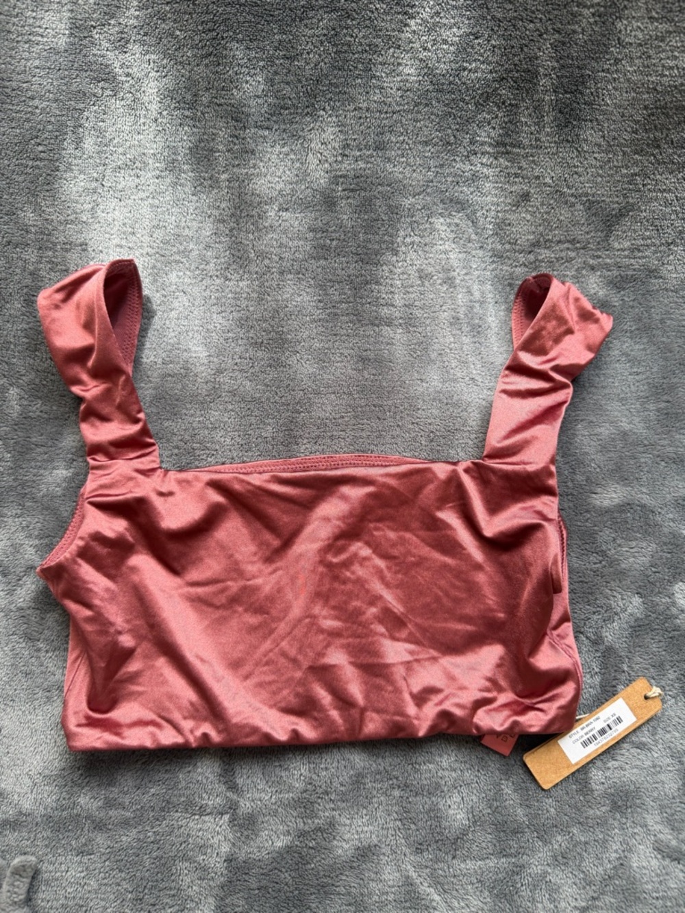 Skims Stretch Satin Square Neck Bralette Bra Women's XS Berry BR-BRA-1092 G61